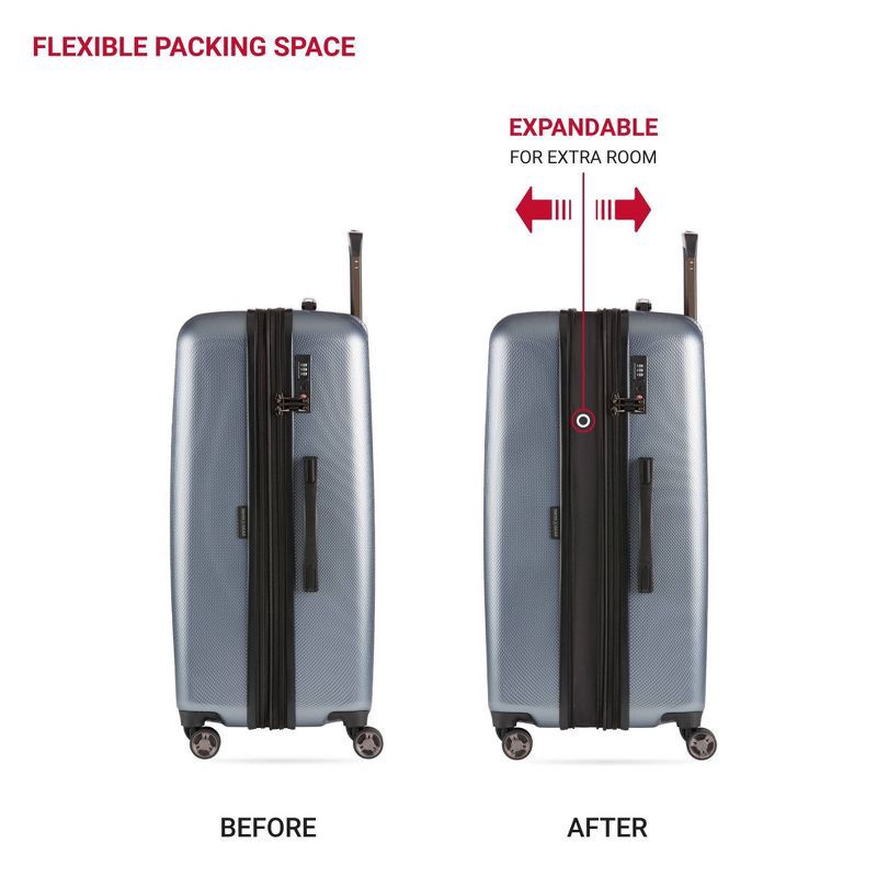 slide 5 of 12, SWISSGEAR Energie Hardside Large Checked Spinner Suitcase - Iron Gray: Tear-Resistant Luggage, 1 ct