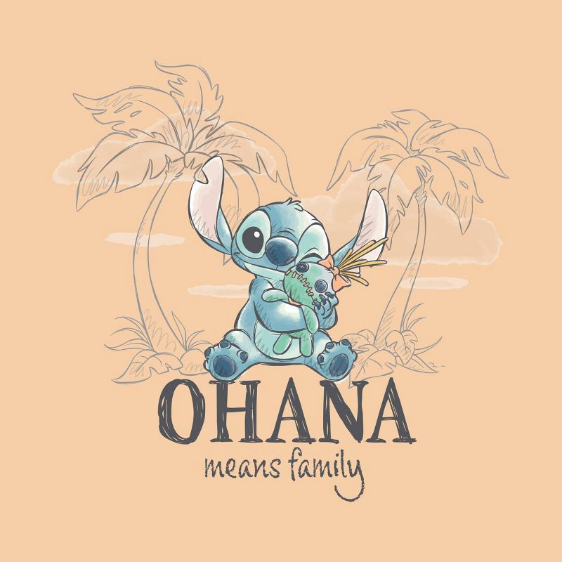 slide 2 of 2, Girls' Disney Lilo & Stitch Ohana Short Sleeve Graphic T-Shirt - Light Orange M, 1 ct