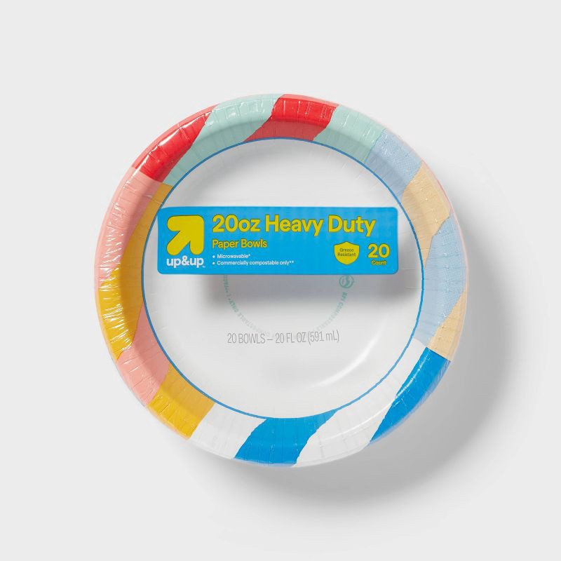 slide 1 of 3, Disposable Bowl - Colorful Stripes - 20oz/20ct - up & up™, 20 ct; 20 oz