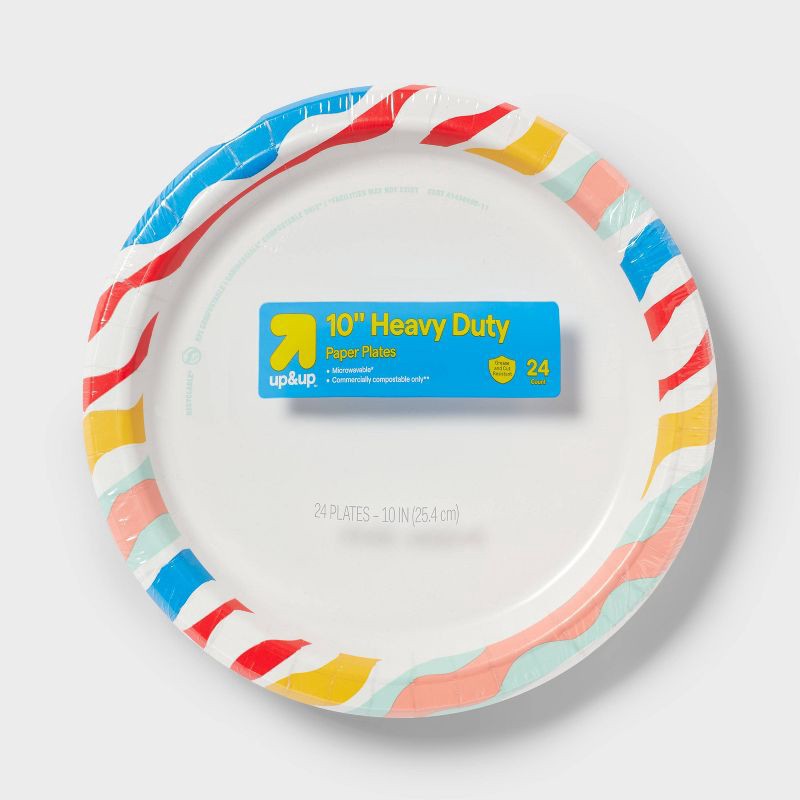 slide 1 of 3, Disposable Paper Plates 10" - Colorful Waves - 24ct - up & up™, 24 ct