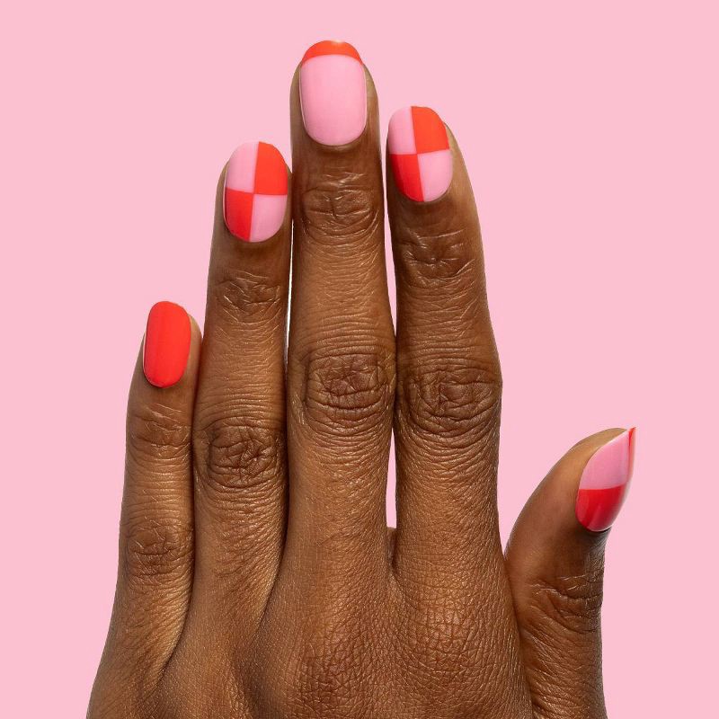 slide 5 of 7, Olive & June Fake Nails - S Round - Pink Checker Party - 32ct, 32 ct