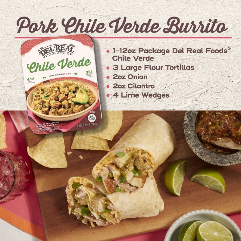 slide 7 of 8, Del Real Foods Pork Chile Verde - 12oz, 12 oz