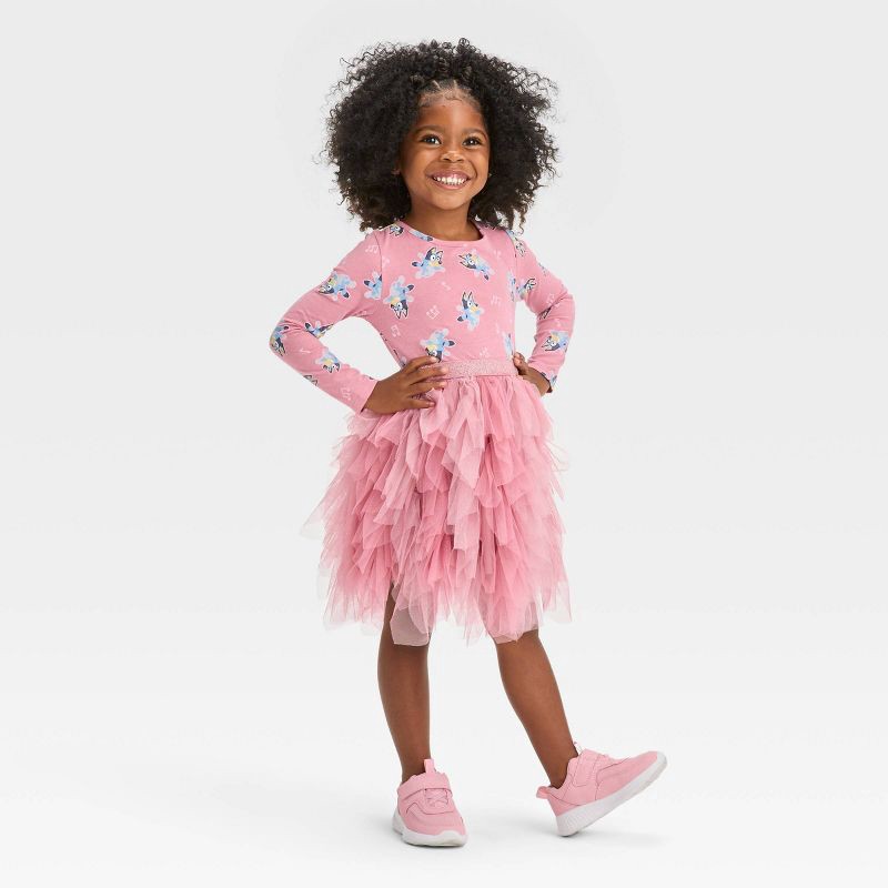 Toddler Girls Bluey Printed Tutu Dress Rose Pink 3T 1 ct Shipt