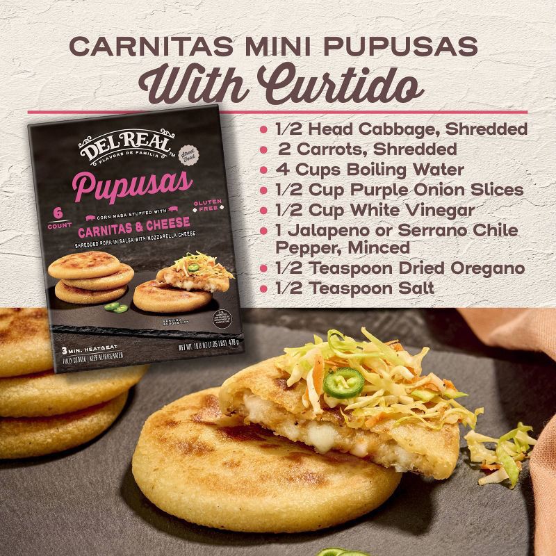 slide 7 of 8, Del Real Foods Mini Pupusas Carnitas & Cheese - 16.8oz, 16.8 oz