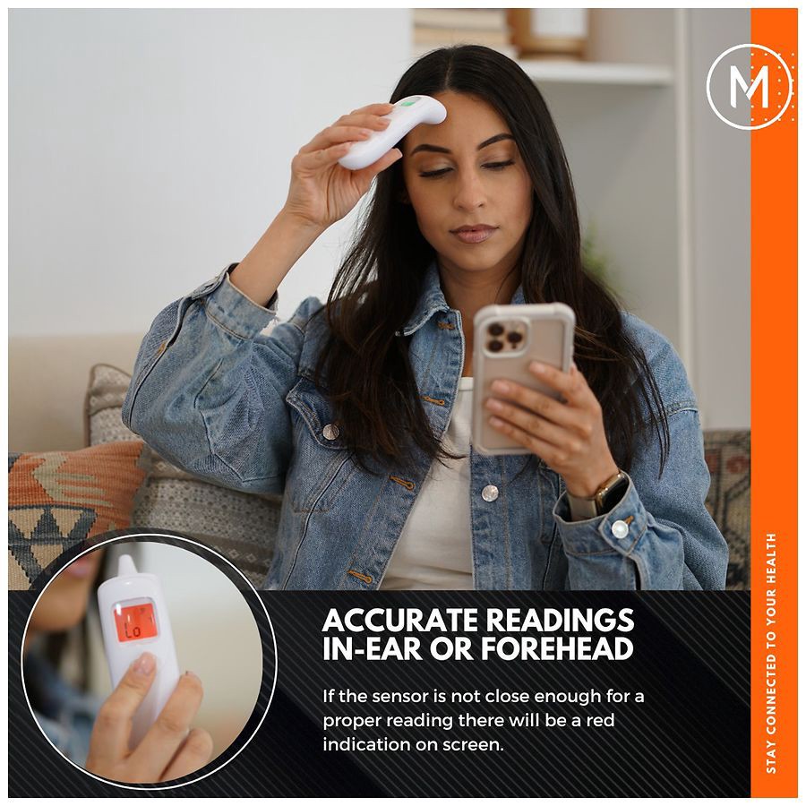 slide 3 of 5, Mobi Smart DualScan Ear + Forehead Bluetooth Thermometer, 1 ct