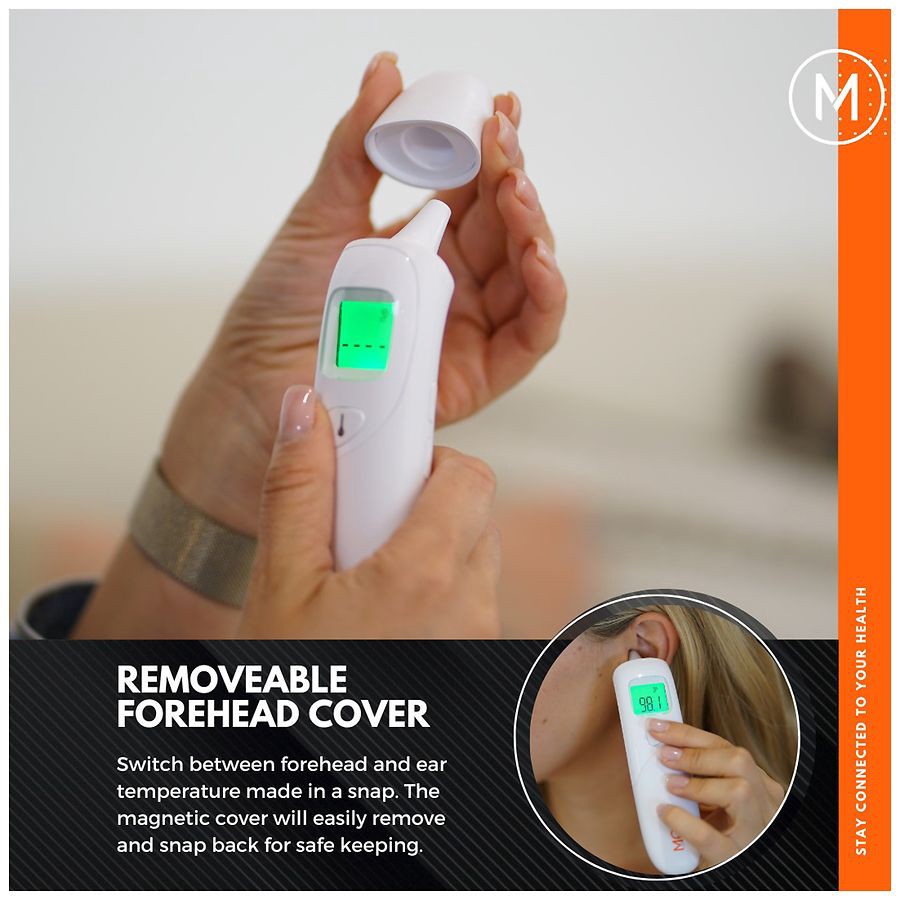 slide 2 of 5, Mobi Smart DualScan Ear + Forehead Bluetooth Thermometer, 1 ct