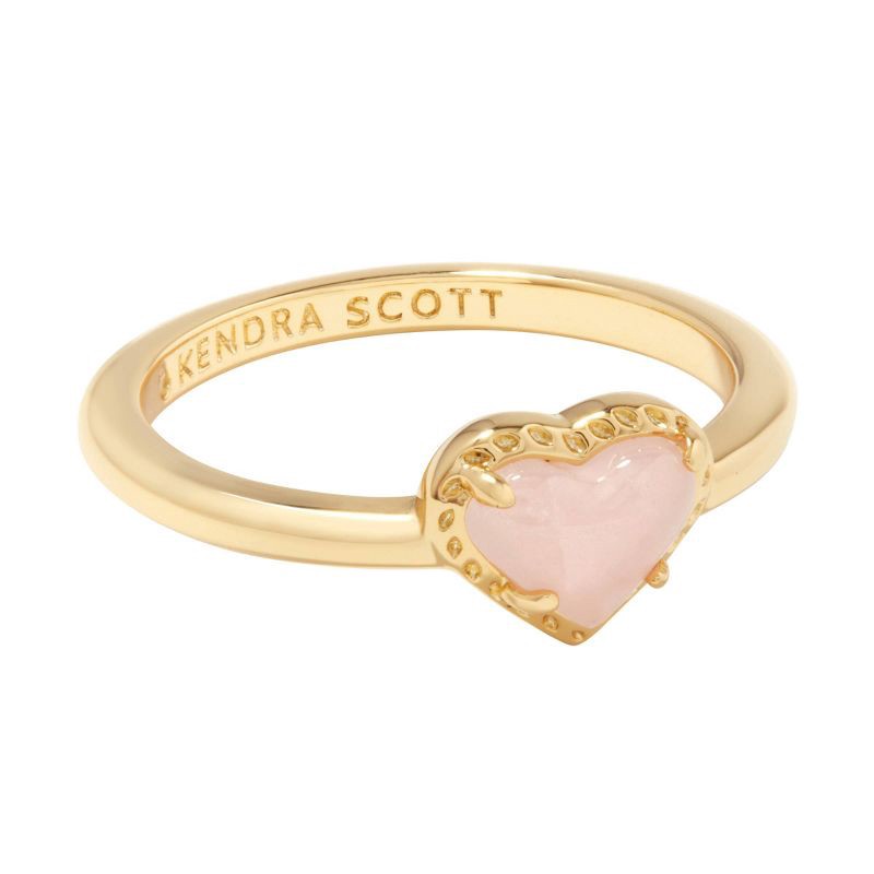 slide 1 of 1, Kendra Scott Valentine's Day Anna 14K Gold Over Brass Band Ring - Rose Quartz 8, 1 ct