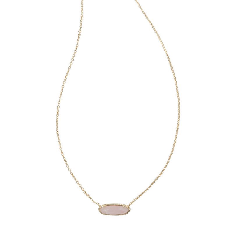 slide 1 of 2, Kendra Scott Eva 14K Gold Over Brass Pendant Necklace - Rose Quartz: Lobster Claw Clasp, Slide Closure, 19" Length, 1 ct