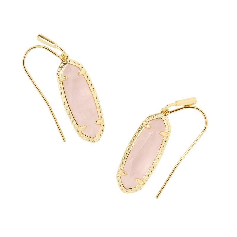 slide 1 of 1, Kendra Scott Eva 14K Gold Over Brass Drop Earrings - Rose Quartz: Statement Jewelry, French Wire Closure, 1 ct