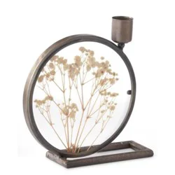 5.75" Round Dried Floral Candlestick