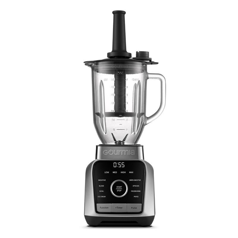 slide 3 of 9, Gourmia Digital Blender with 8 Total Blend Programs, 4 Speeds & Round-Plated Tamper Gray: 1500W, Crushes Ice, Smoothie Maker, 1 ct