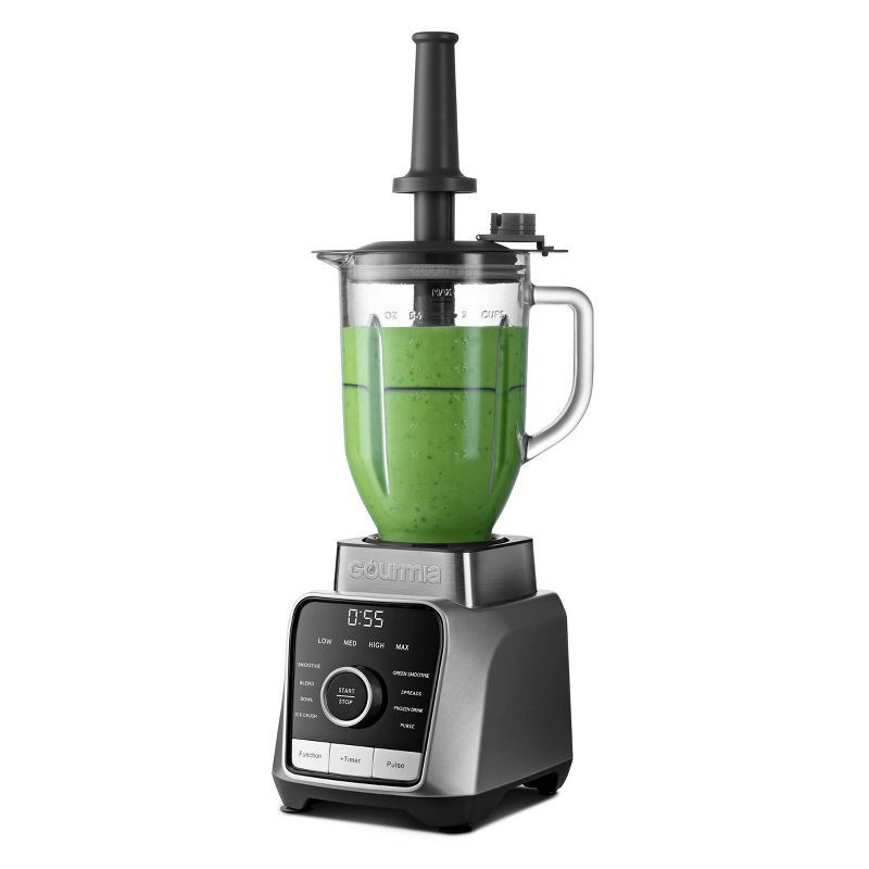 slide 4 of 9, Gourmia Digital Blender with 8 Total Blend Programs, 4 Speeds & Round-Plated Tamper Gray: 1500W, Crushes Ice, Smoothie Maker, 1 ct