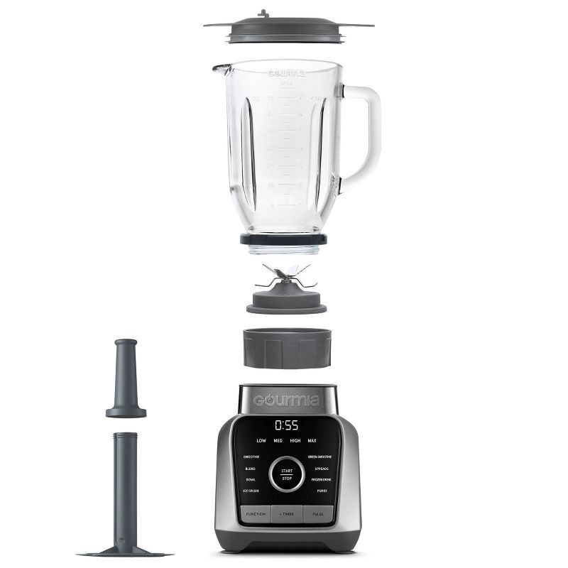 slide 6 of 9, Gourmia Digital Blender with 8 Total Blend Programs, 4 Speeds & Round-Plated Tamper Gray: 1500W, Crushes Ice, Smoothie Maker, 1 ct