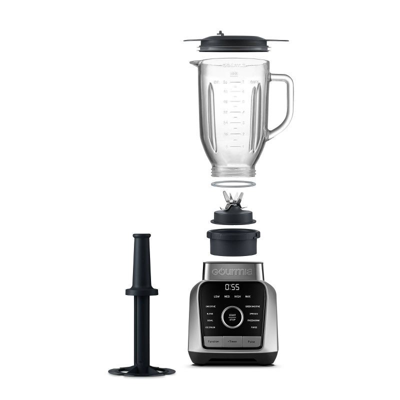 slide 6 of 9, Gourmia Digital Blender with 8 Total Blend Programs, 4 Speeds & Round-Plated Tamper Gray: 1500W, Crushes Ice, Smoothie Maker, 1 ct