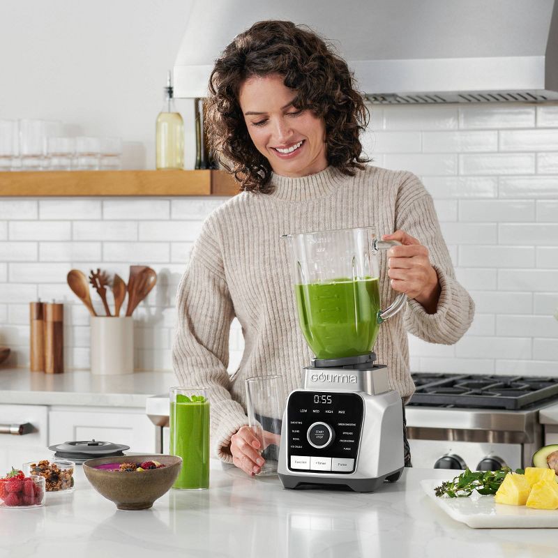 slide 8 of 9, Gourmia Digital Blender with 8 Total Blend Programs, 4 Speeds & Round-Plated Tamper Gray: 1500W, Crushes Ice, Smoothie Maker, 1 ct