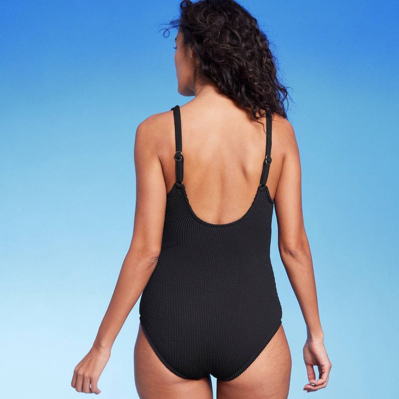 Women's Pucker Textured Square Neck High Coverage One Piece Swimsuit - Kona  Sol