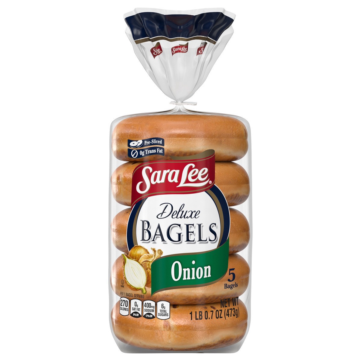 slide 1 of 5, Sara Lee Deluxe Onion Bagels, 6 ct