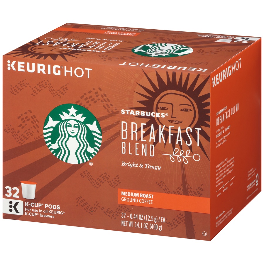 slide 6 of 7, Starbucks Breakfast Blend Medium Roast Ground Coffee K-Cup Pods - 32 ct; 0.44 oz, 32 ct; 0.44 oz