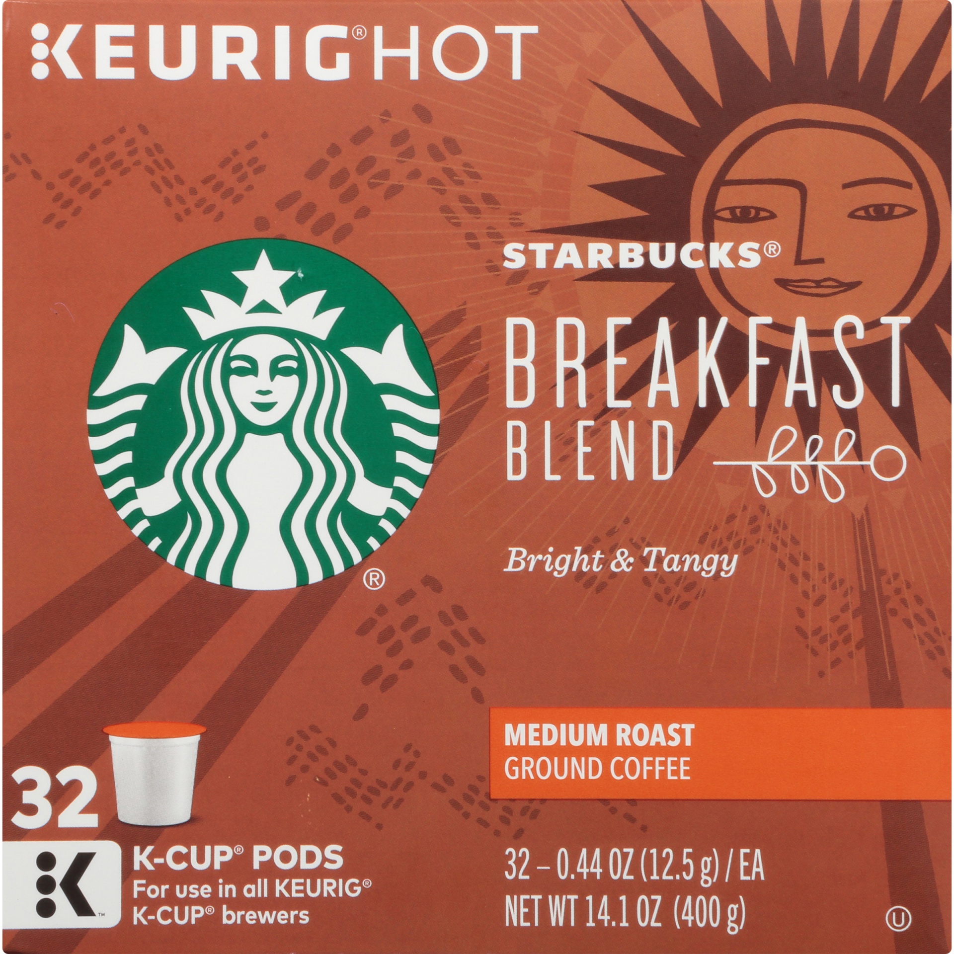 slide 5 of 7, Starbucks Breakfast Blend Medium Roast Ground Coffee K-Cup Pods - 32 ct; 0.44 oz, 32 ct; 0.44 oz