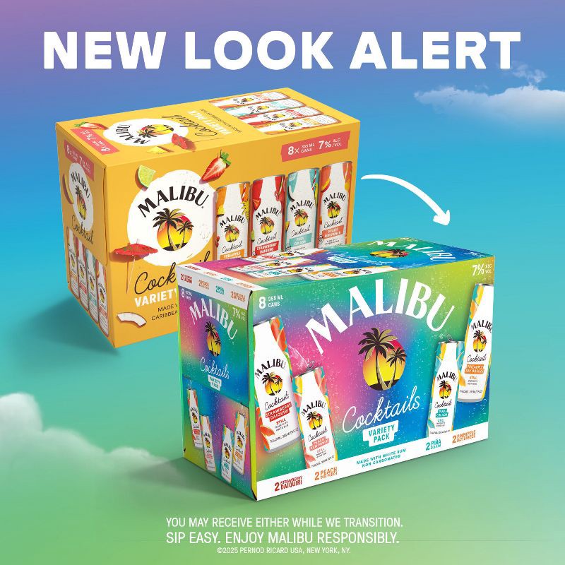 slide 2 of 10, Malibu Cocktails Variety Pack - 8pk/355ml Cans, 8 ct, 355 ml