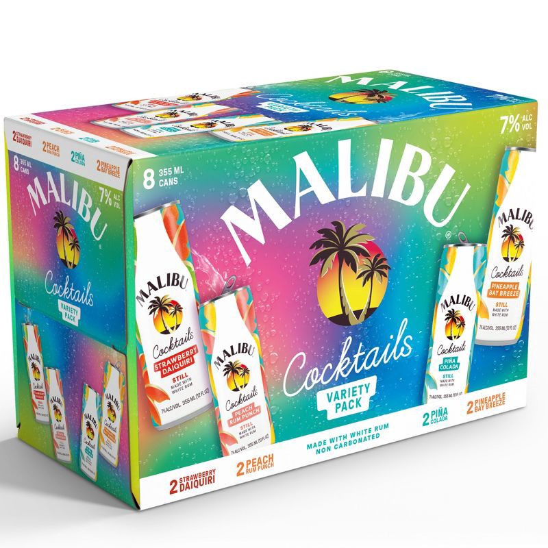 slide 1 of 10, Malibu Cocktails Variety Pack - 8pk/355ml Cans, 8 ct, 355 ml