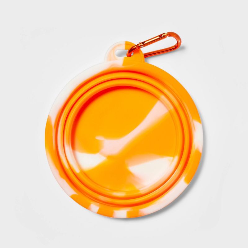slide 2 of 3, Collapsible Dog Bowl with Carabiner - Tie-Dye Orange - Sun Squad™, 1 ct