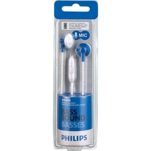 slide 1 of 1, Philips In-Ear Earbud Headphones With Mic, Blue, 1 ct