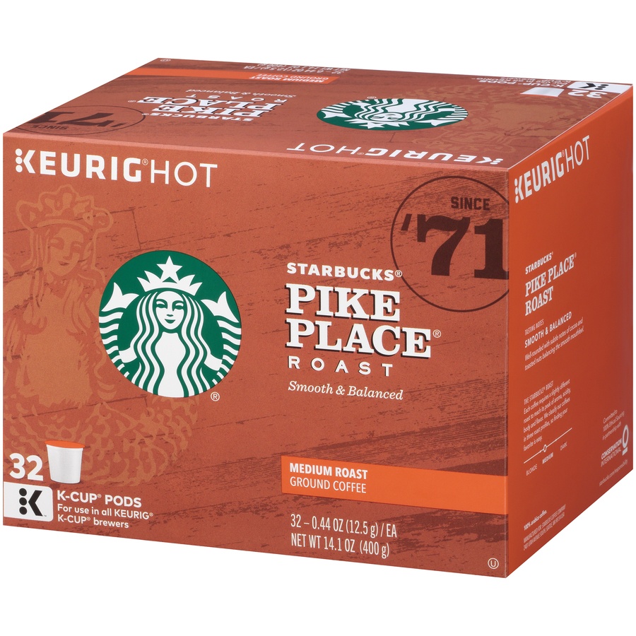 slide 2 of 7, Starbucks Pike Place Medium Roast Coffee - Keurig K-Cup Pods - 32 ct, 32 ct