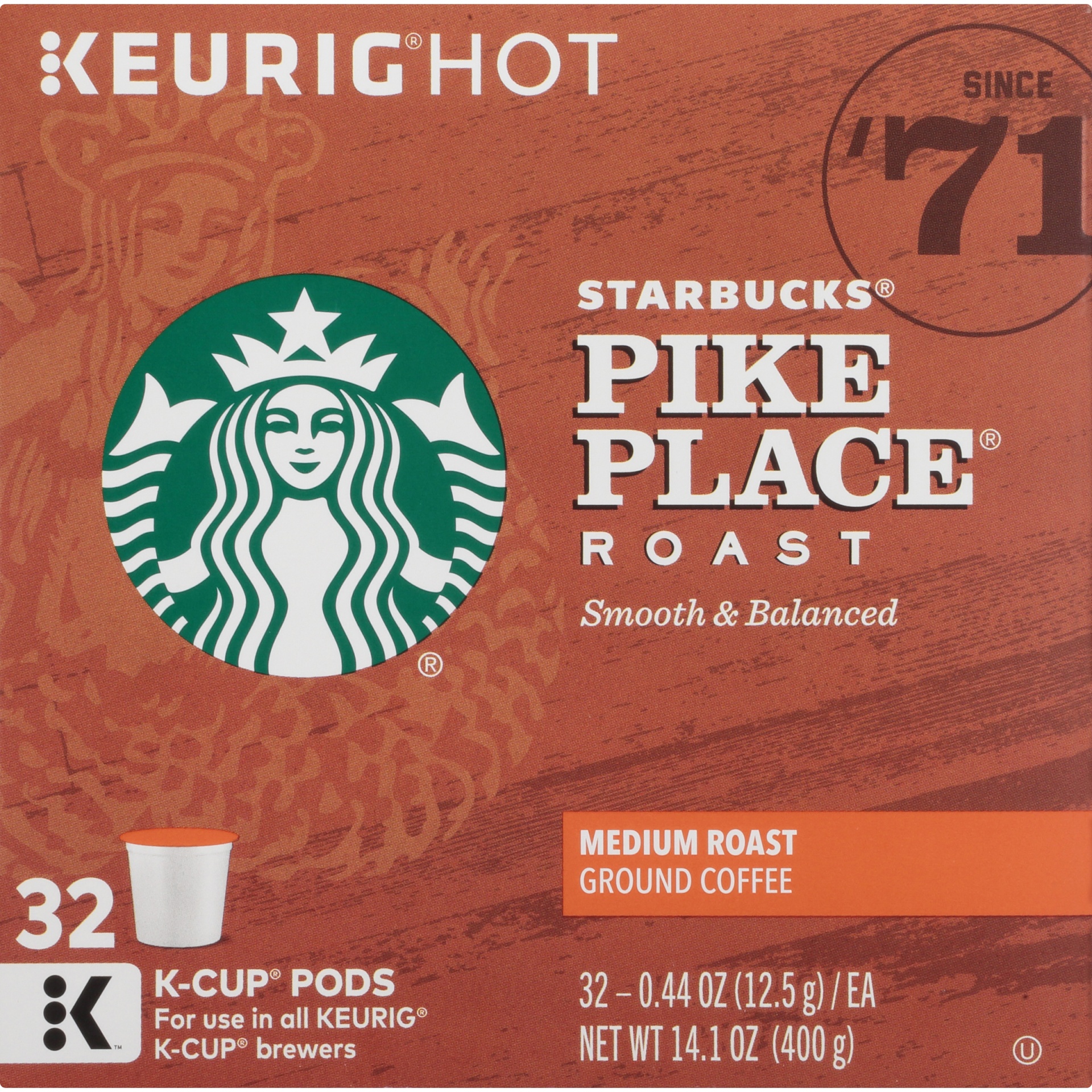 slide 7 of 7, Starbucks Pike Place Medium Roast Coffee - Keurig K-Cup Pods - 32 ct, 32 ct