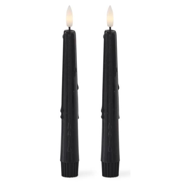 slide 1 of 1, 8" Led Taper Candles In Black, 2 ct