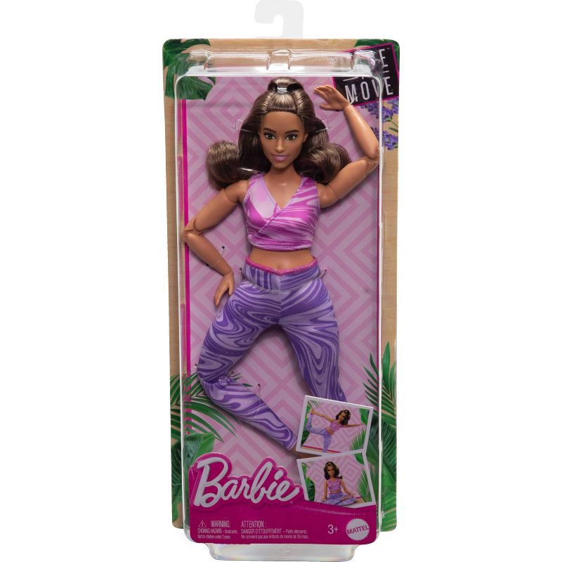 slide 6 of 6, Barbie Made to Move Brunette Fashion Doll with Curvy Body, Removable Top & Pants, 22 Bendable Joints (Target Exclusive), 1 ct