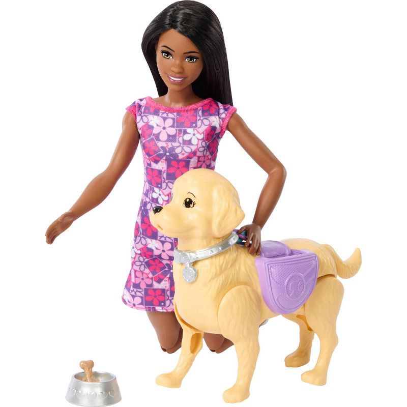 slide 5 of 6, Barbie Life in the City Brooklyn Doll with Walk & Potty Dog, Toy Set with Tail-Activated Pooping Pet Puppy (Target Exclusive), 1 ct