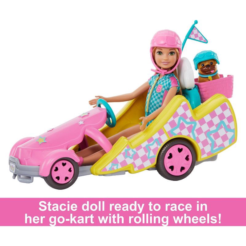 slide 2 of 6, Barbie Stacie Racer Doll with Go-Kart Toy Car, Dog, Accessories, & Sticker Sheet (Target Exclusive), 1 ct