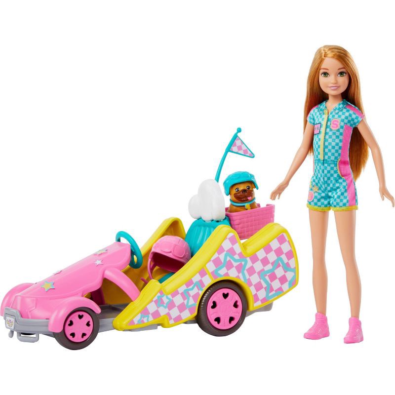 slide 1 of 6, Barbie Stacie Racer Doll with Go-Kart Toy Car, Dog, Accessories, & Sticker Sheet (Target Exclusive), 1 ct