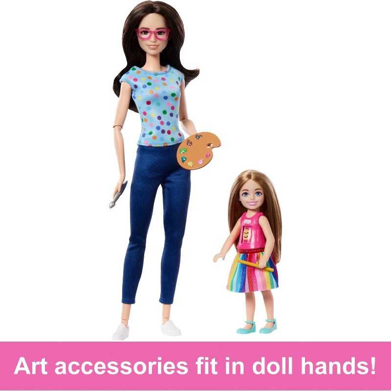 slide 4 of 6, Barbie Art Therapy Playset with 2 Dolls, Pet & Accessories, Shirt on Small Doll Rotates Emoji (Target Exclusive), 1 ct