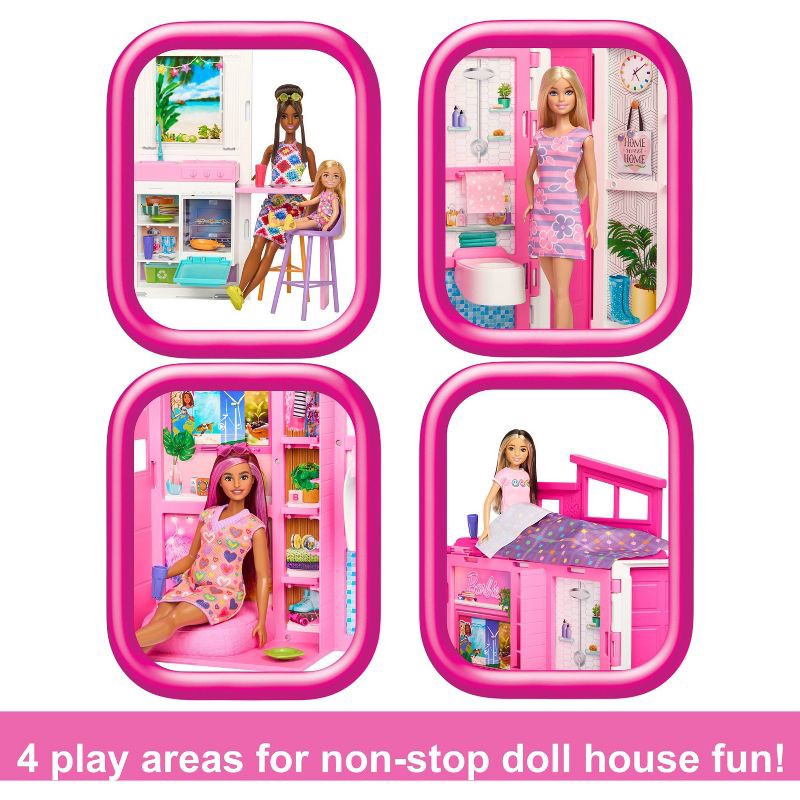slide 5 of 6, Barbie Getaway House Playset with 4 Play Areas and 11 Decor Accessories, 1 ct