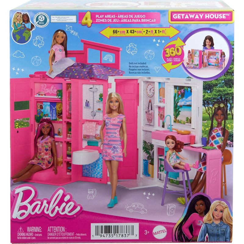 slide 6 of 6, Barbie Getaway House Playset with 4 Play Areas and 11 Decor Accessories, 1 ct