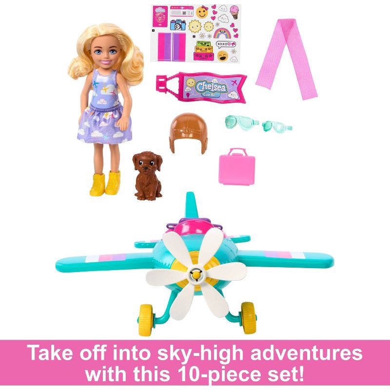 slide 5 of 6, Barbie Chelsea Can Be… Plane Doll & Playset, 2-Seater Aircraft with Spinning Propellor & 7 Accessories, 1 ct