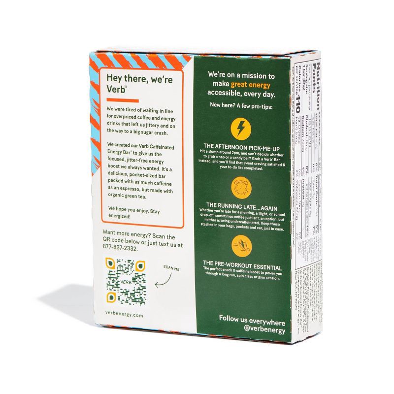 slide 3 of 5, Verb Energy Verb Caffeinated Energy Bars - Peanut Butter Crunch - 5ct/4.6oz, 5 ct, 4.6 oz