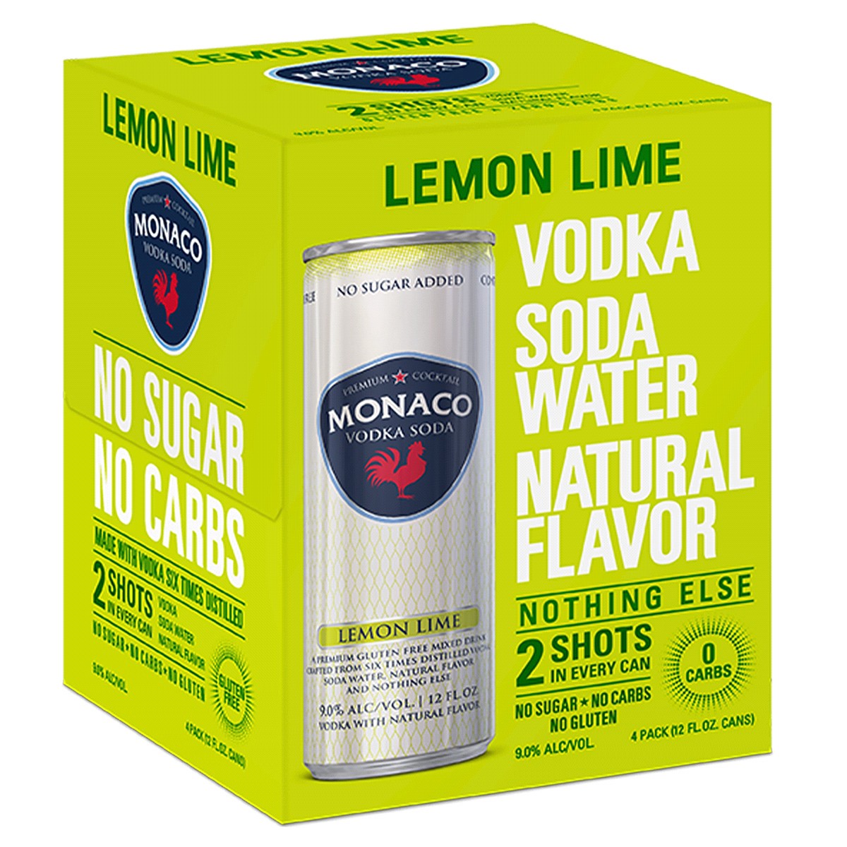 slide 2 of 2, Monaco Cocktail Vodka Soda Lemon Lime, 4 ct; 12 oz