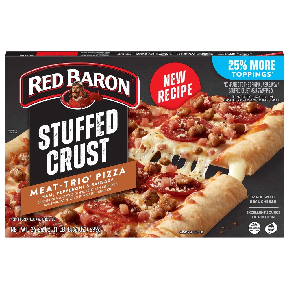 slide 2 of 2, Red Baron Meat Trio Stuffed Crust, 24 oz