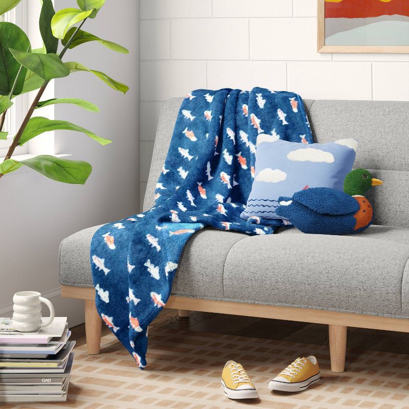 slide 2 of 4, Fish Printed Plush Throw Blanket - Room Essentials™: Soft, Cozy, Recycled Polyester, 50x70", 1 ct