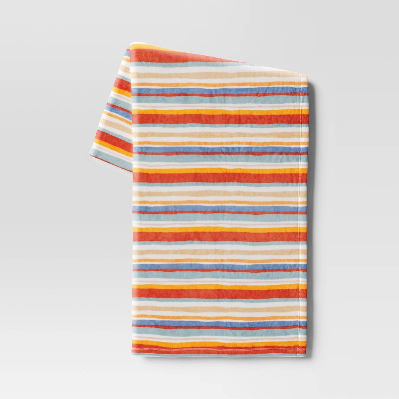 slide 1 of 4, Wavy Striped Printed Plush Throw Blanket - Room Essentials™, 1 ct