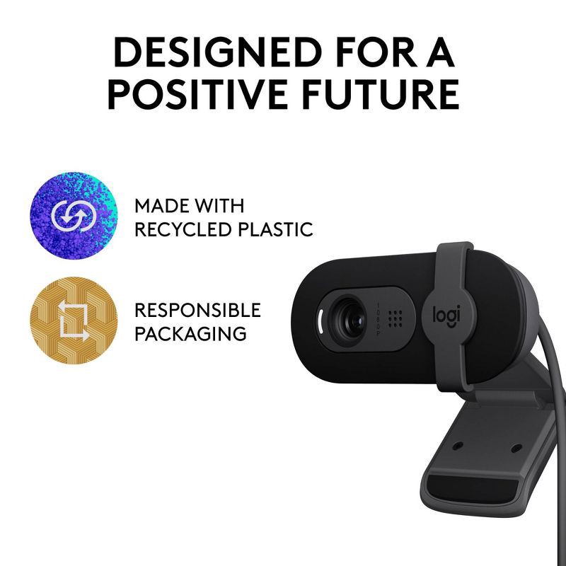 slide 9 of 9, Logitech Brio 100 1080p Webcam - Black, 1 ct