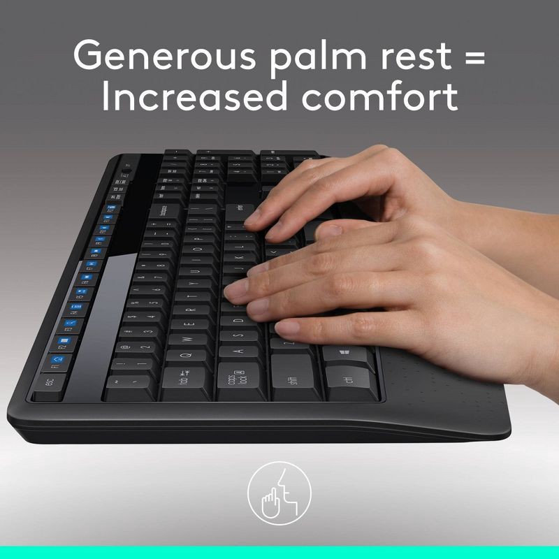 slide 2 of 10, Logitech MK345 Wireless Keyboard - Black: Full Size with 10-Key Pad & Wrist Rest, 1 ct