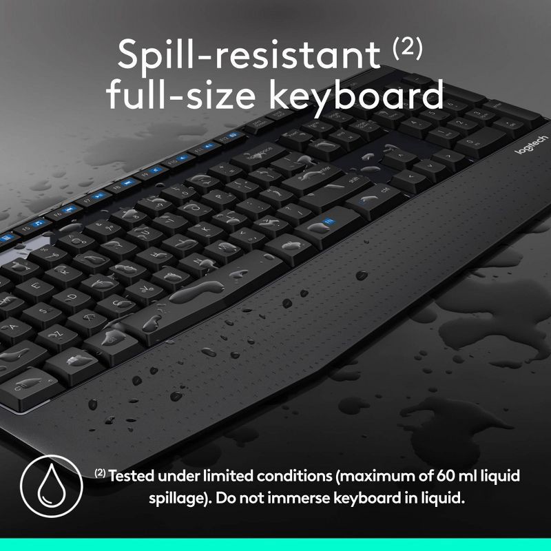 slide 3 of 10, Logitech MK345 Wireless Keyboard - Black: Full Size with 10-Key Pad & Wrist Rest, 1 ct