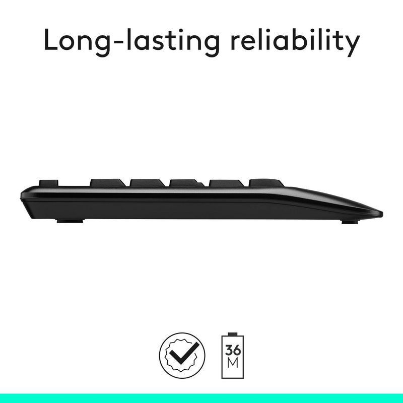 slide 6 of 10, Logitech MK345 Wireless Keyboard - Black: Full Size with 10-Key Pad & Wrist Rest, 1 ct