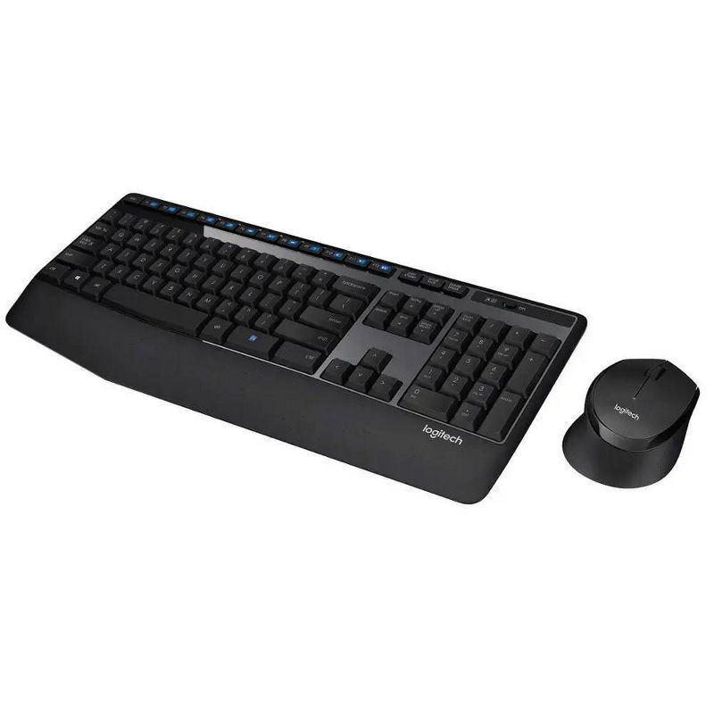 slide 1 of 10, Logitech MK345 Wireless Keyboard - Black: Full Size with 10-Key Pad & Wrist Rest, 1 ct
