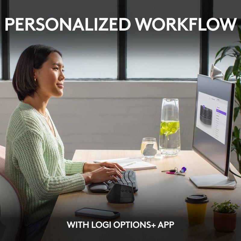 slide 7 of 10, Logitech Wave Keys Bluetooth Keyboard - Black: Ergonomic Design, Wrist Rest, 1 ct