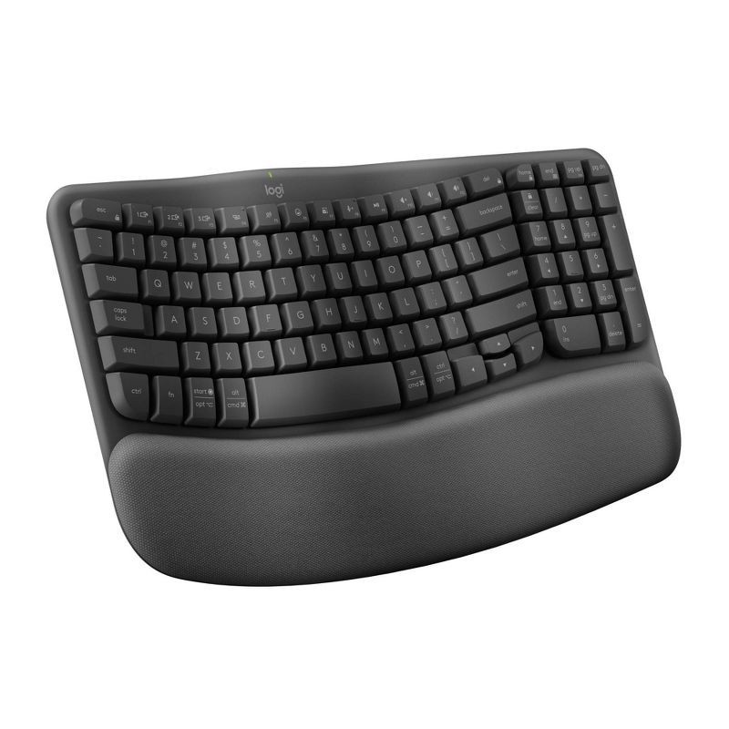 slide 1 of 10, Logitech Wave Keys Bluetooth Keyboard - Black: Ergonomic Design, Wrist Rest, 1 ct